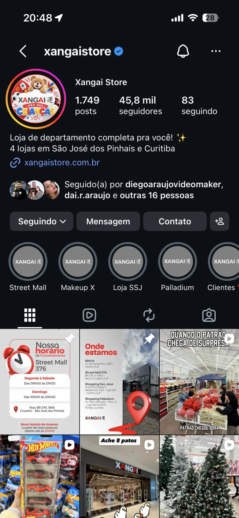 Perfil da Xangai no Instagram